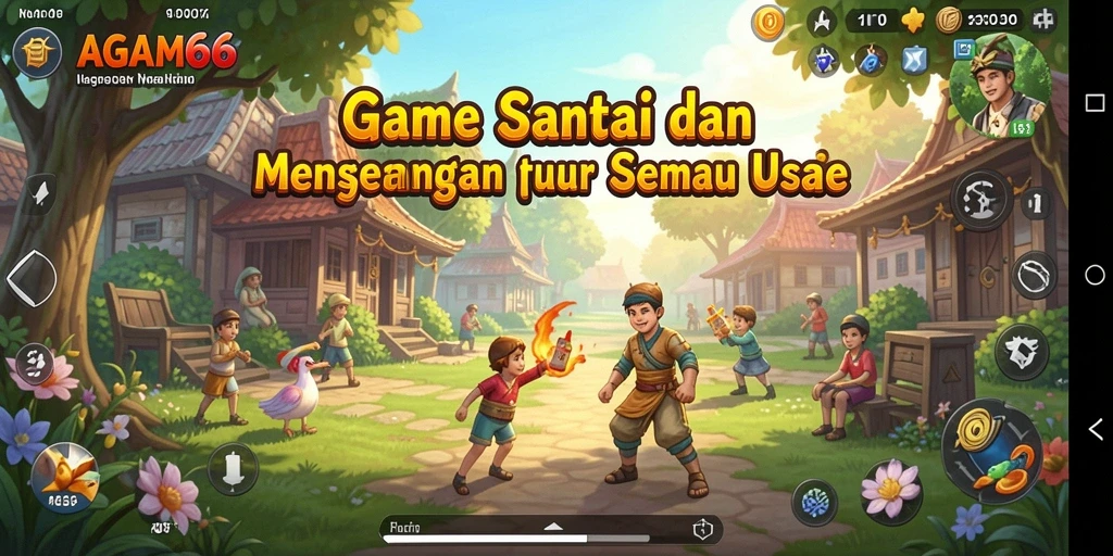 Screenshot utama AGAM66 menampilkan gameplay santai yang menyenangkan.