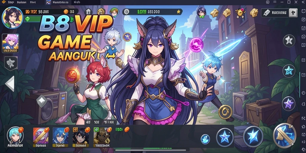 Tampilan gameplay B8VIP dengan karakter anime yang siap bertarung.
