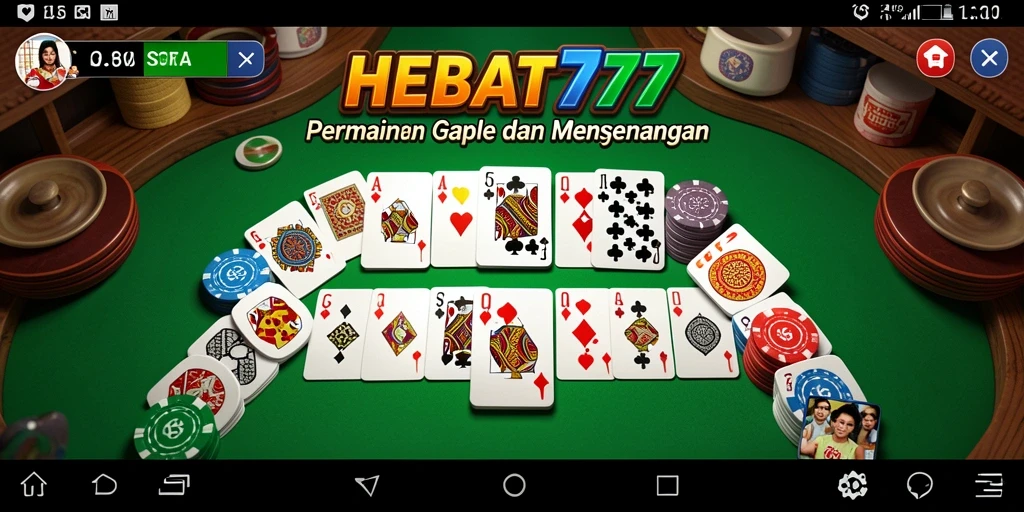 Tangkapan layar HEBAT777 yang menampilkan gameplay seru permainan Gaple.