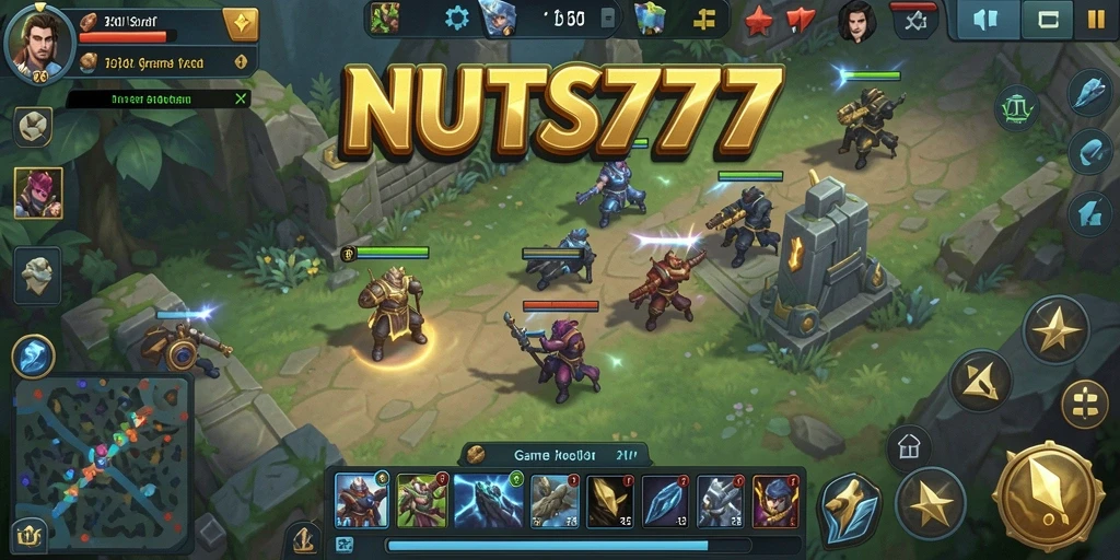 Tampilan gameplay NUTS777 dengan pertarungan seru dan strategi yang mendebarkan.