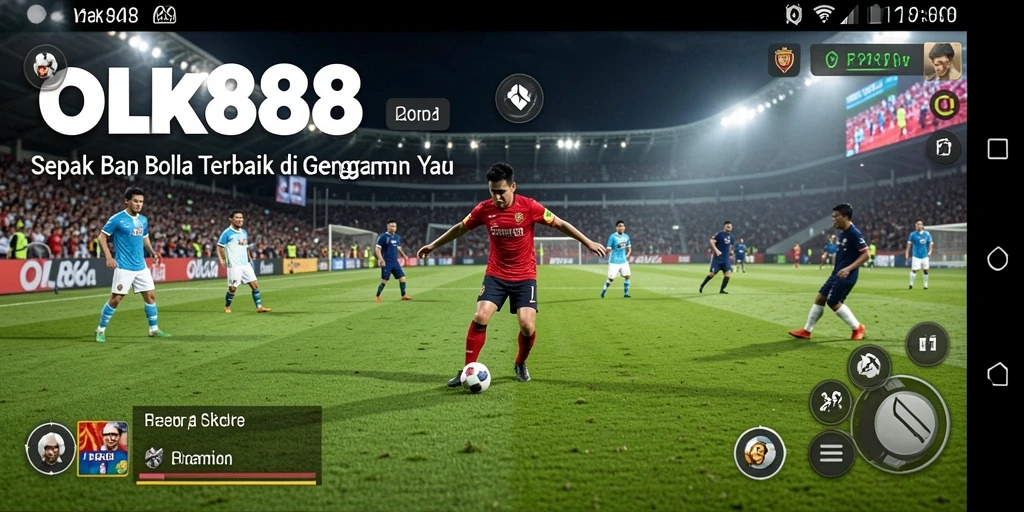 Screenshot gameplay OLX888 yang menampilkan aksi sepak bola seru dan mendebarkan.