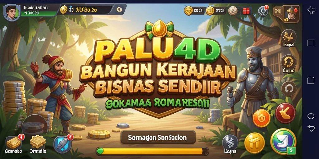 Screenshot PALU4D menampilkan gameplay seru membangun kerajaan bisnis.